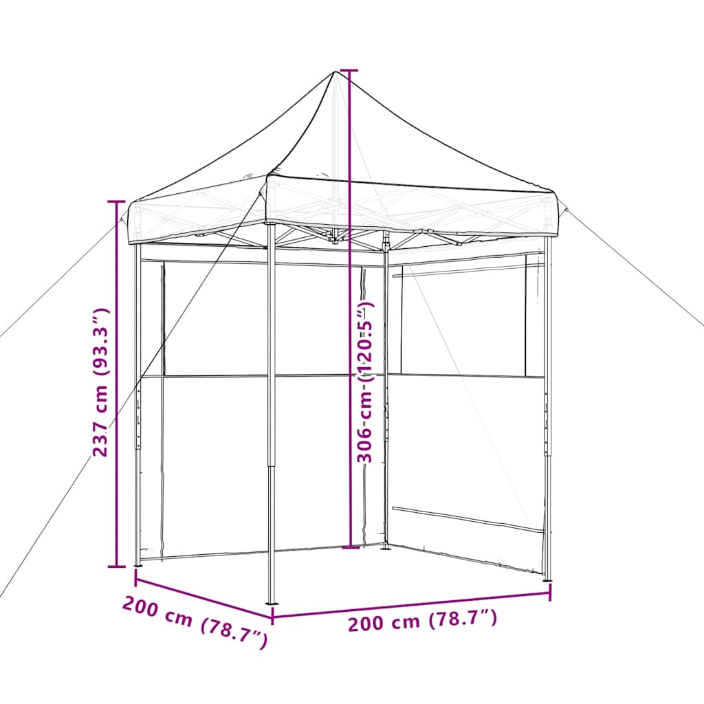 Tendone per Feste Pieghevole Pop-Up con 2 Pareti Nero
