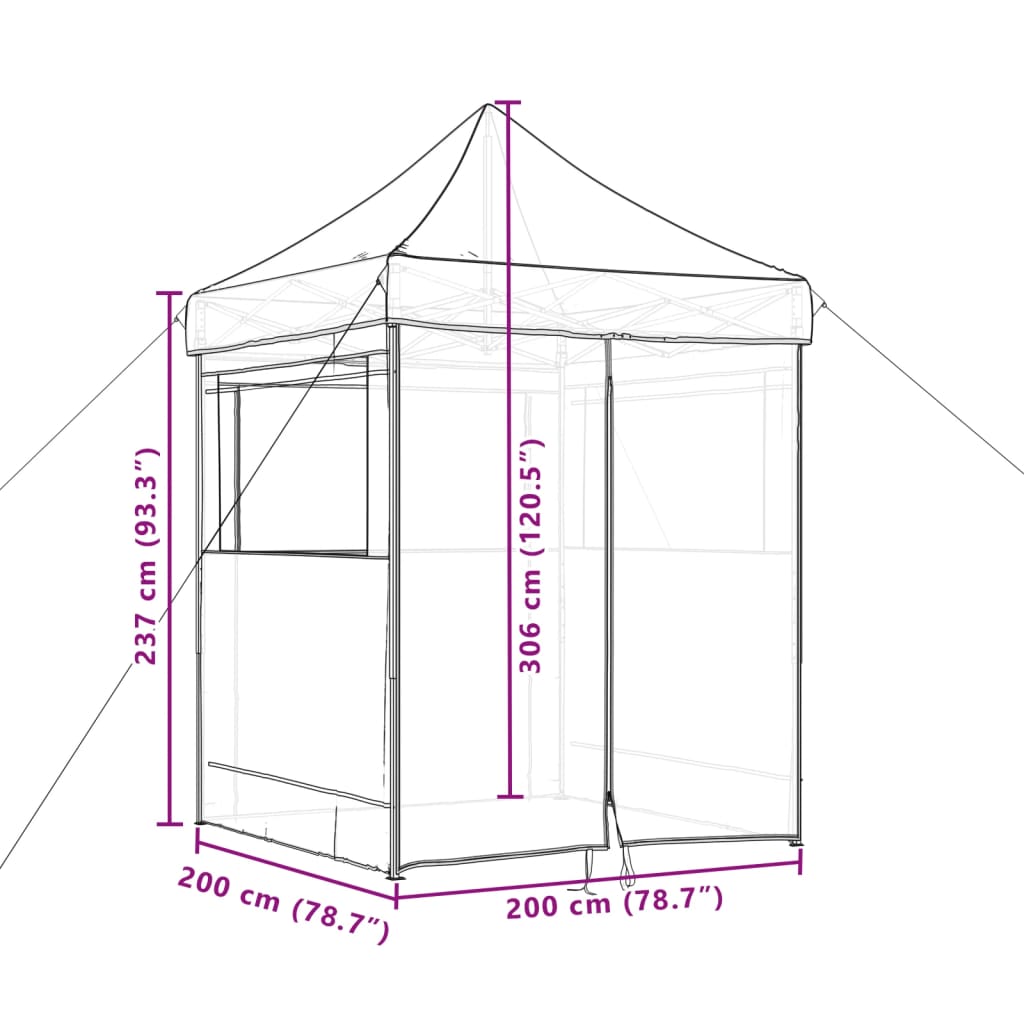 Tendone per Feste Pieghevole Pop-Up con 4 Pareti Tortora