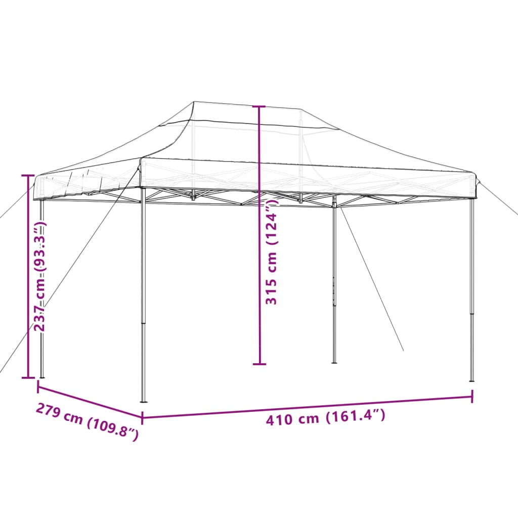 Tenda da Festa Pieghevole Pop-Up Verde 410x279x315 cm