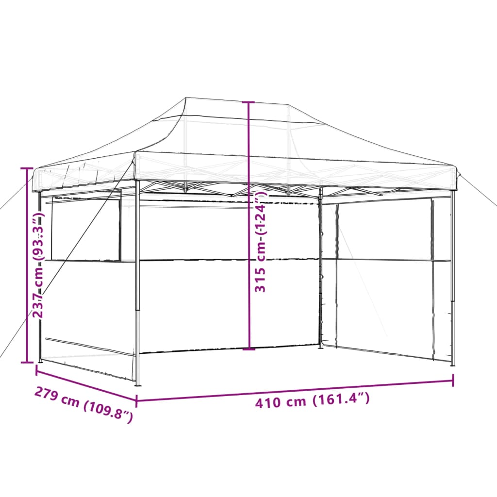 Tendone per Feste Pieghevole Pop-Up con 3 Pareti Verde