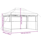 Tendone per Feste Pieghevole Pop-Up con 3 Pareti Arancione