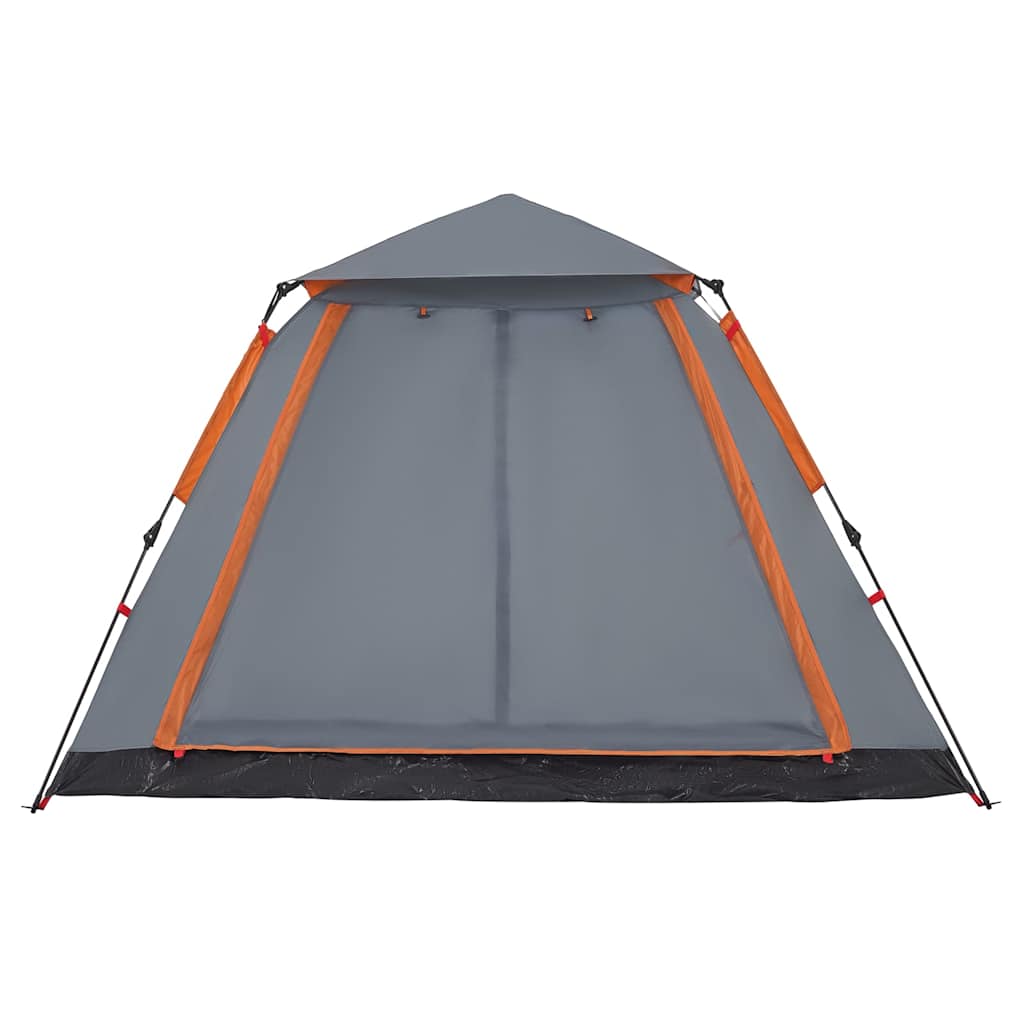Tenda a Cupola 5 Persone Grigio e Arancione a Rilascio Rapido