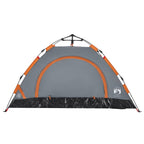 Tenda Campeggio 2 Persone Grigio e Arancione a Rilascio Rapido