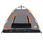 Tenda Campeggio 3 Persone Grigio e Arancione a Rilascio Rapido