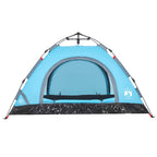 Tenda da Campeggio 4 Persone Blu a Rilascio Rapido