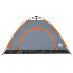 Tenda Campeggio 4 Persone Grigio e Arancione a Rilascio Rapido