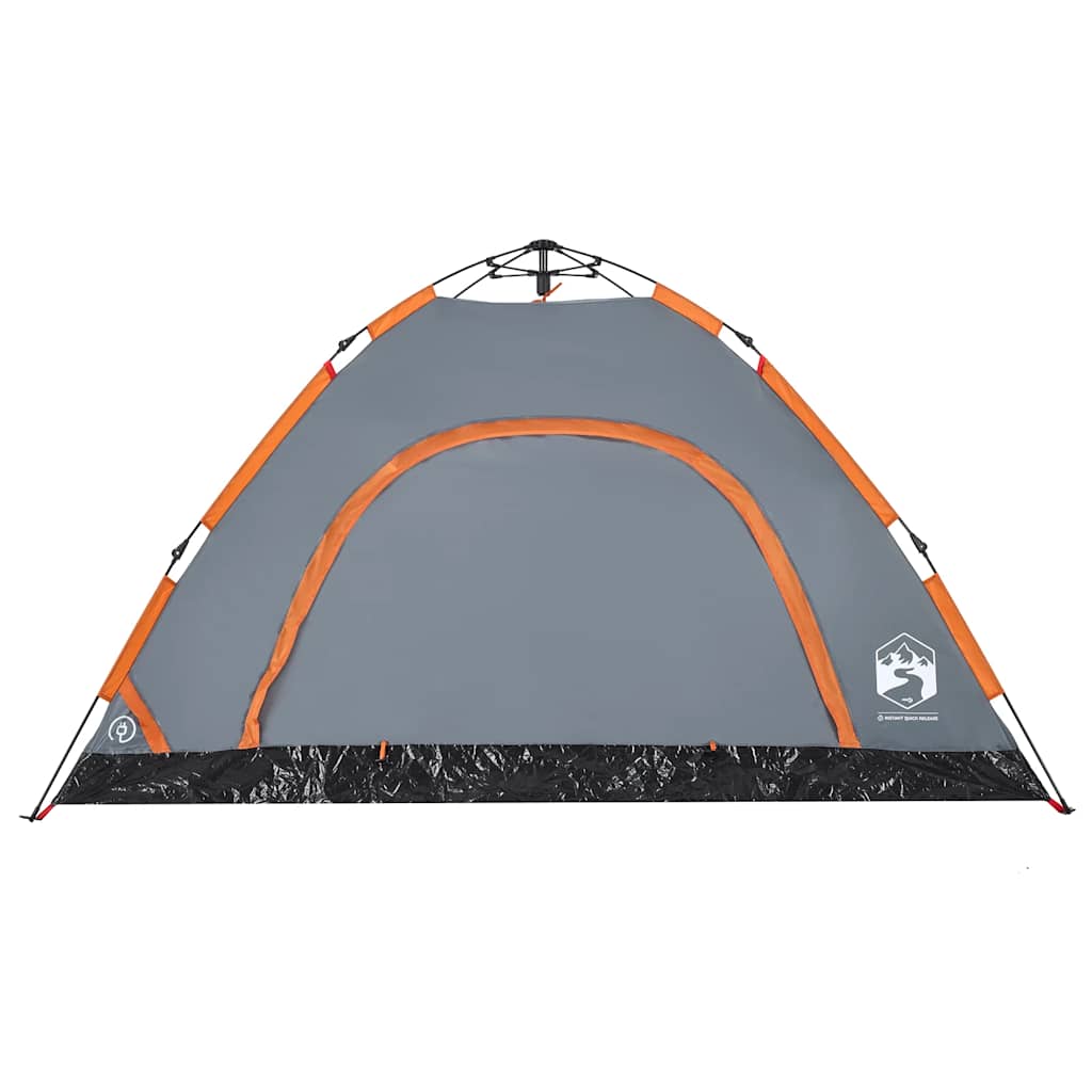 Tenda Campeggio 4 Persone Grigio e Arancione a Rilascio Rapido