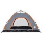 Tenda Campeggio 4 Persone Grigio e Arancione a Rilascio Rapido