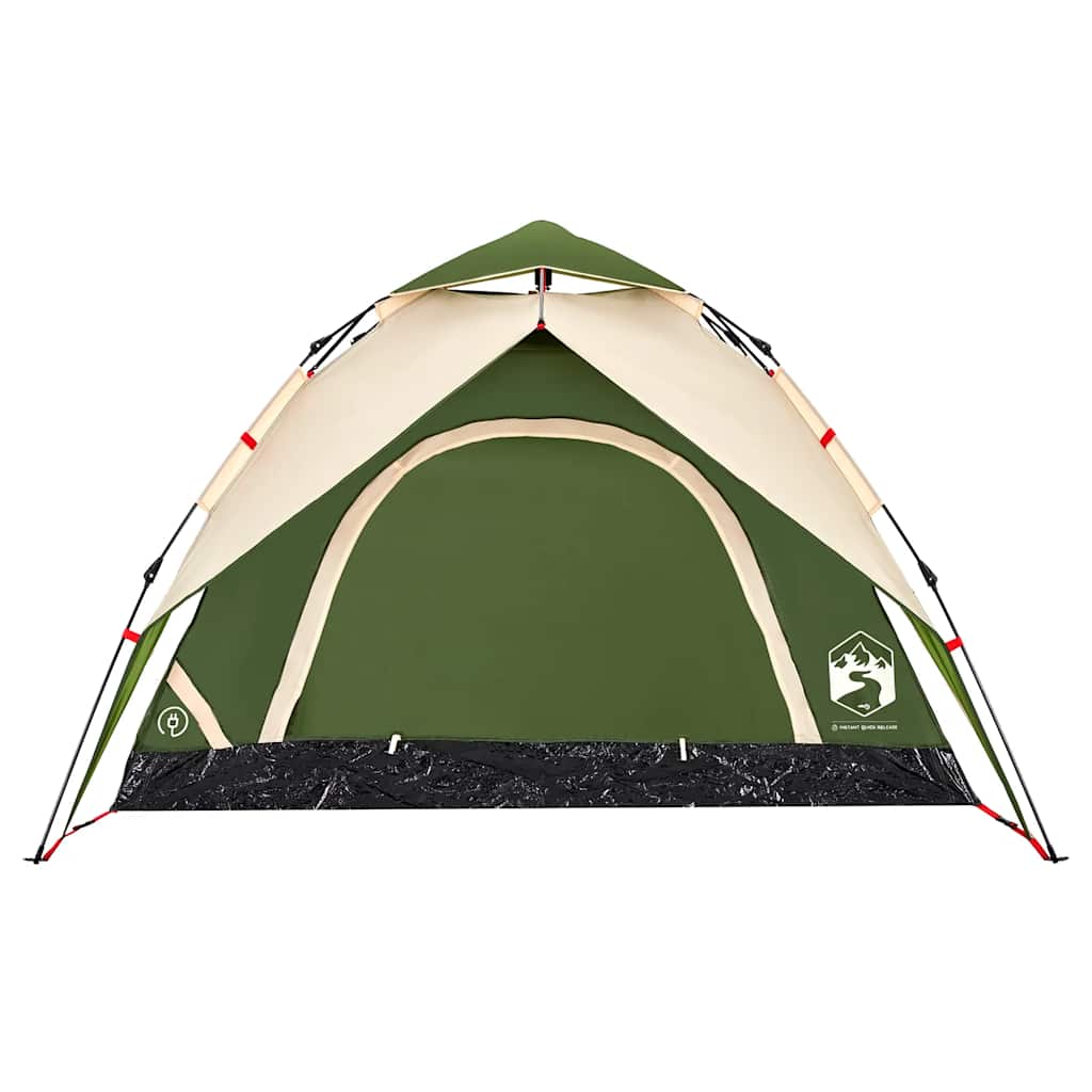 Tenda a Cupola da Campeggio 3 Persone Verde a Rilascio Rapido