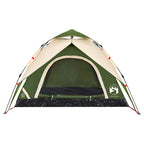 Tenda a Cupola da Campeggio 3 Persone Verde a Rilascio Rapido