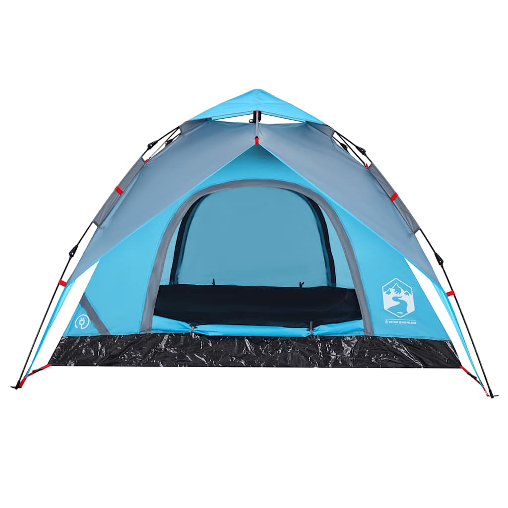 Tenda a Cupola da Campeggio 3 Persone Blu a Rilascio Rapido