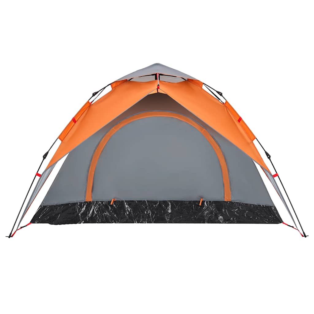 Tenda a Cupola 3 Persone Grigio e Arancione a Rilascio Rapido