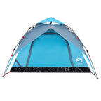 Tenda a Cupola da Campeggio 4 Persone Blu a Rilascio Rapido