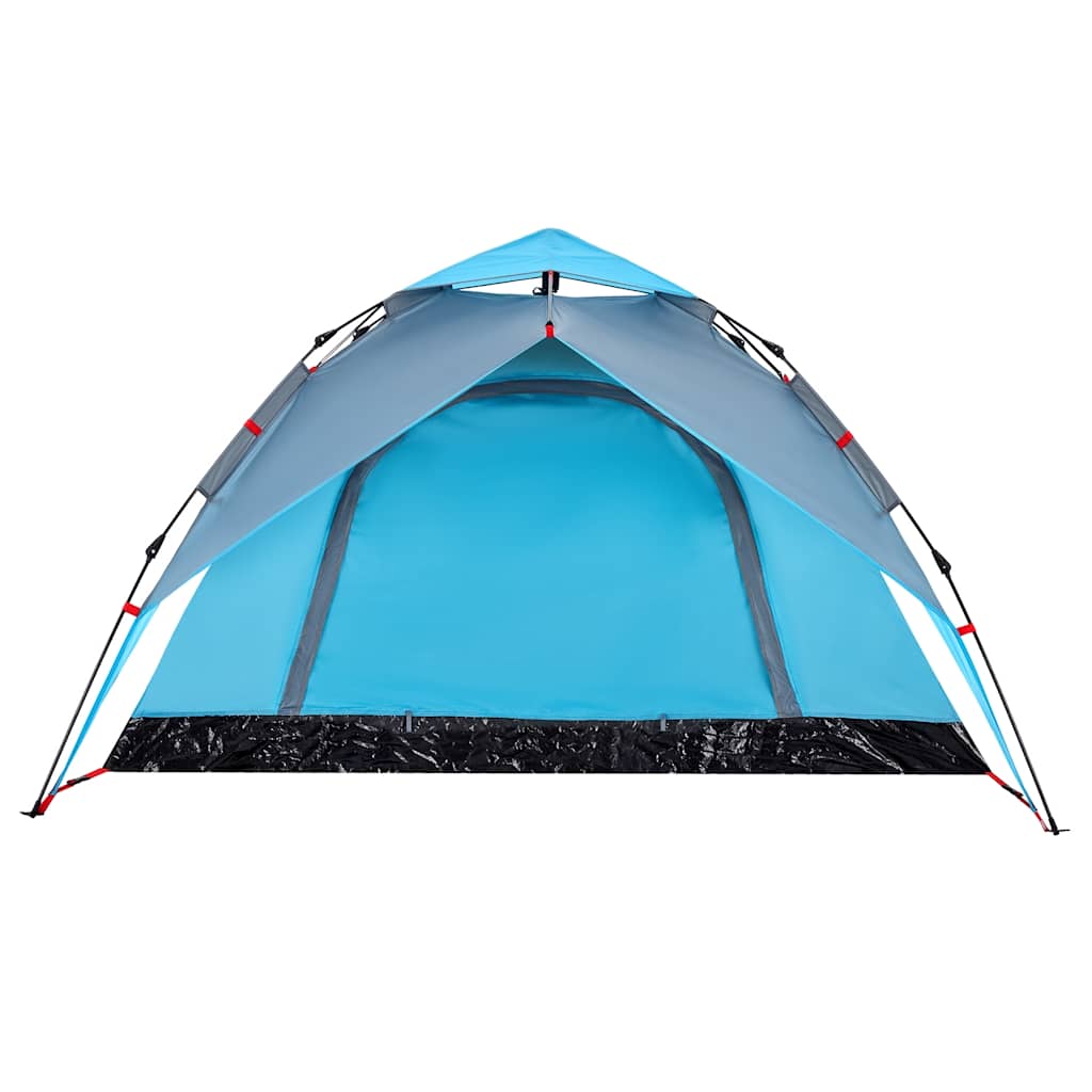Tenda a Cupola da Campeggio 4 Persone Blu a Rilascio Rapido