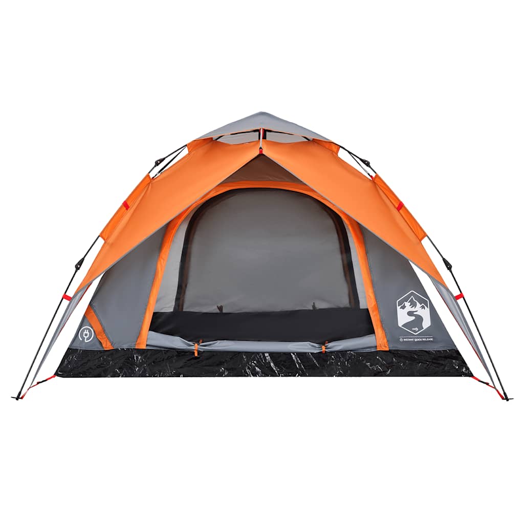 Tenda a Cupola 4 Persone Grigio e Arancione a Rilascio Rapido