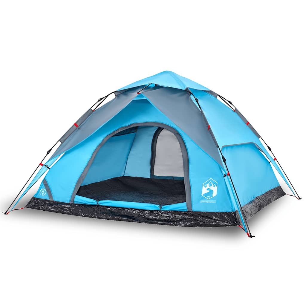 Tenda a Cupola da Campeggio 5 Persone Blu a Rilascio Rapido