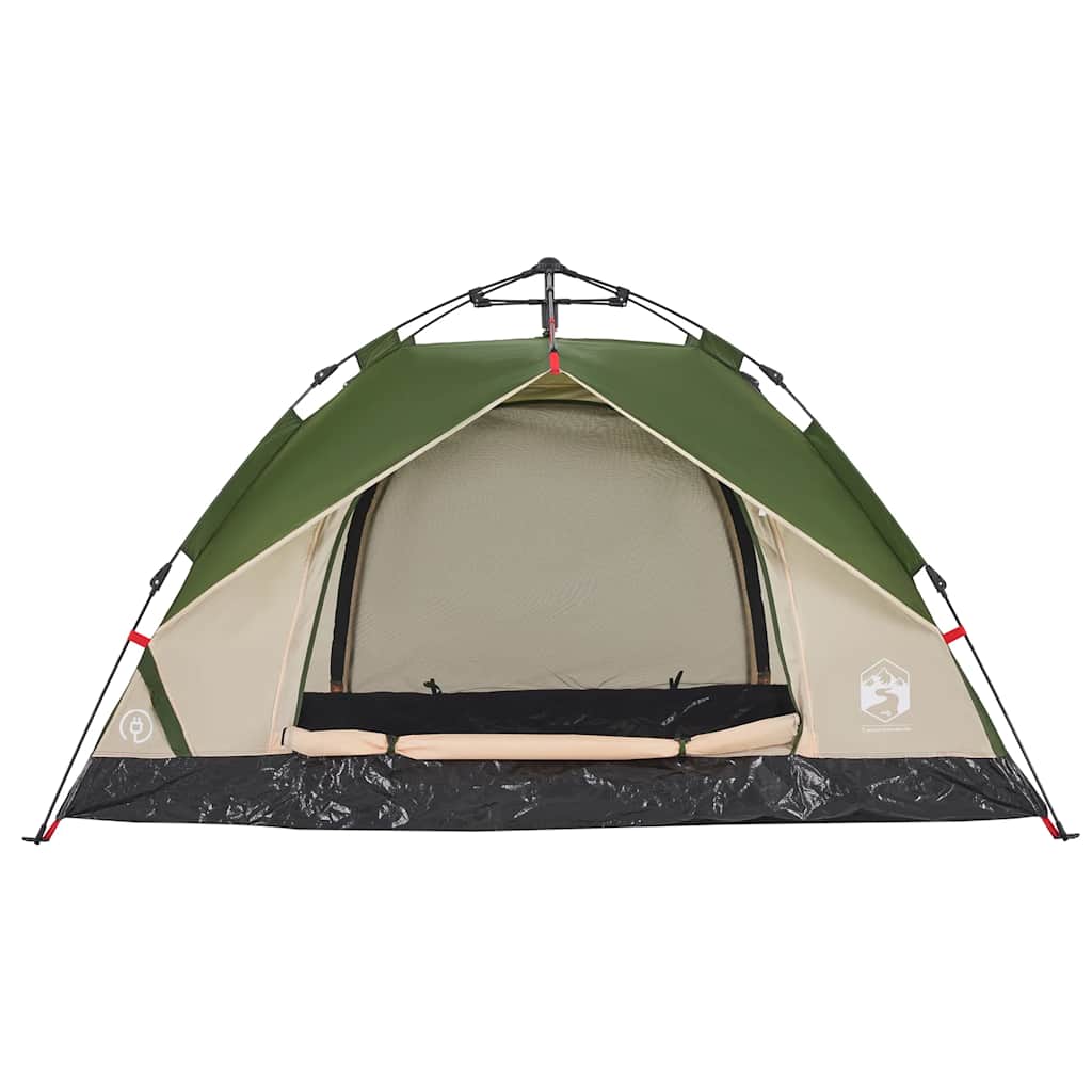 Tenda a Cupola da Campeggio 3 Persone Verde a Rilascio Rapido