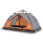 Tenda a Cupola 3 Persone Grigio e Arancione a Rilascio Rapido
