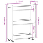 Mobile con Ruote Nero 60x22x79 cm in Legno Multistrato