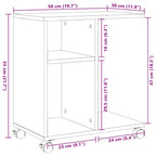 Tavolino con Ruote Grigio Sonoma 50x30x55 cm Legno Multistrato
