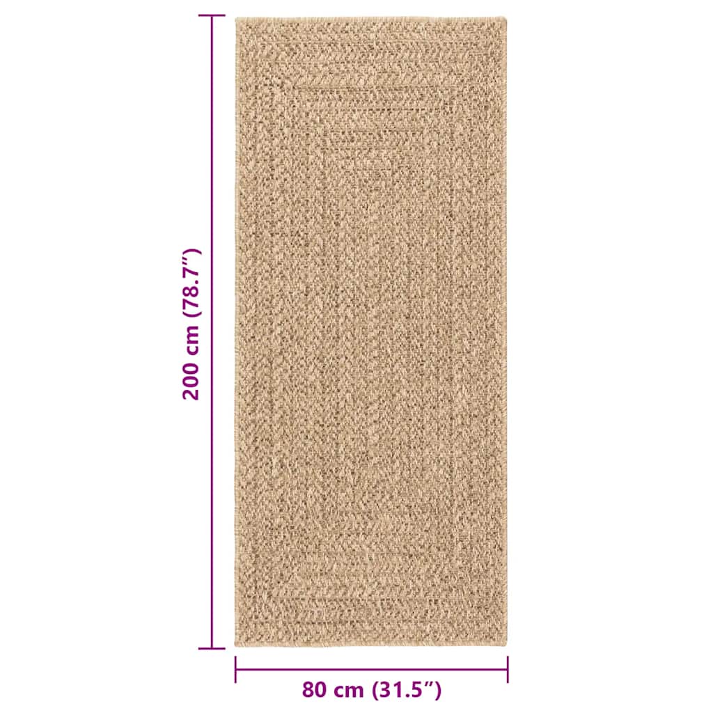 Tappeto ZIZUR 80x200 cm Aspetto Iuta per Interni ed Esterni