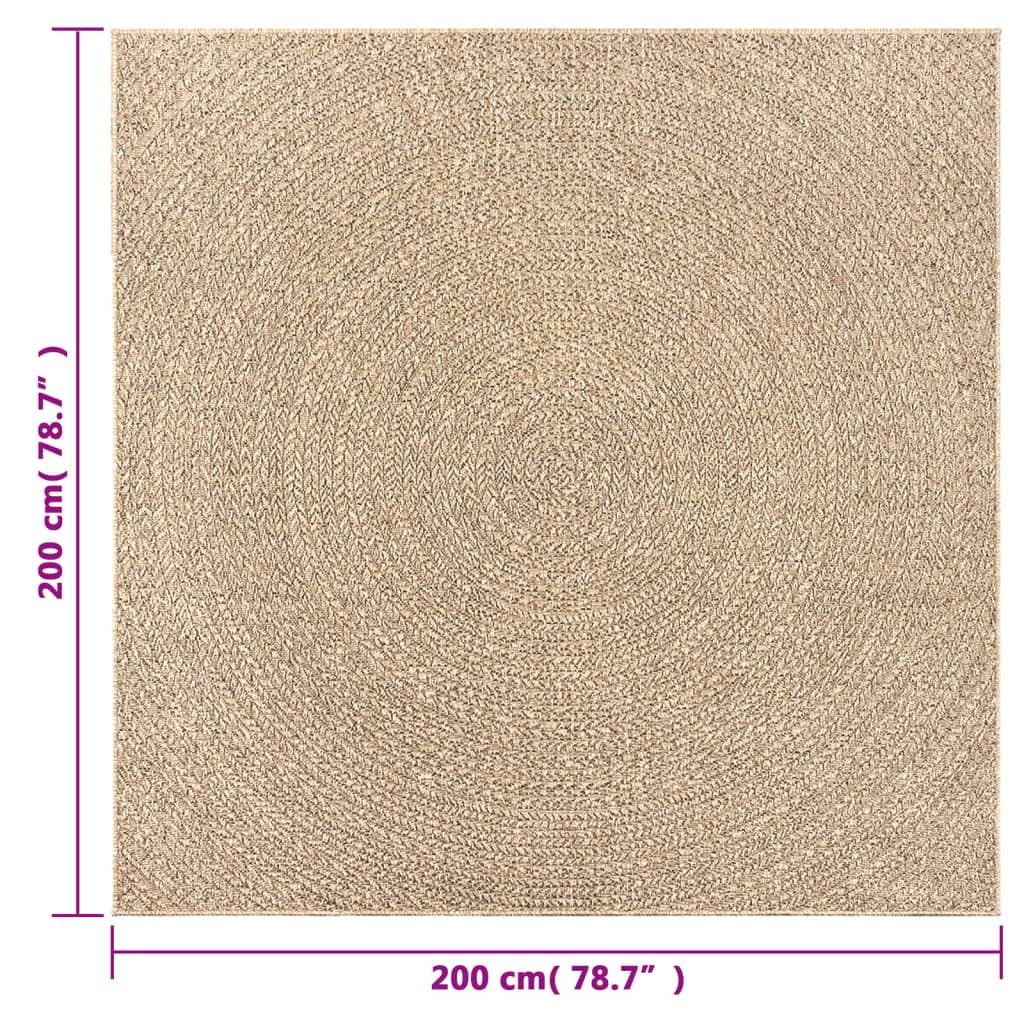 Tappeto ZIZUR 200x200 cm Aspetto Iuta per Interni ed Esterni