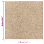 Tappeto ZIZUR 240x240 cm Aspetto Iuta per Interni ed Esterni