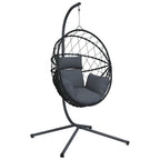 Sedia a Uovo Sospesa con Supporto Antracite Polyrattan/Acciaio