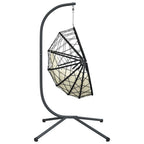 Sedia a Uovo Sospesa con Supporto Beige in Polyrattan e Acciaio