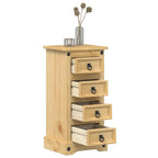 Comodino Corona 35x32,5x74 cm in Legno Massello di Pino