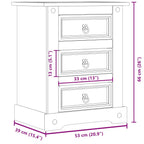 Comodino Corona 53x39x66 cm in Legno Massello di Pino