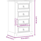 Comodino Corona 53x39x84 cm in Legno Massello di Pino