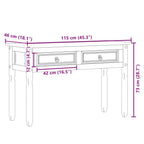 Tavolino Consolle Corona 115x46x73 cm in Legno Massello di Pino