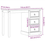 Toeletta Corona 110x47x75 cm in Legno Massello di Pino