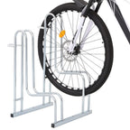 Supporto per 2 Bici da Pavimento Autoportante Acciaio Zincato