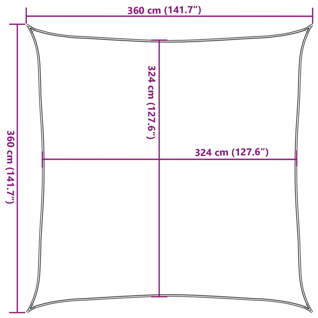 Vela Parasole 160 g/m² Quadrata Grigio Chiaro 3,6x3,6 m in HDPE