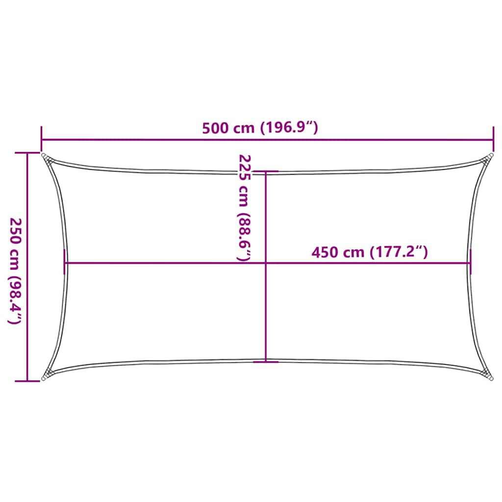 Vela Parasole 160 g/m² Rettangolare Grigio Chiaro 2,5x5 m HDPE