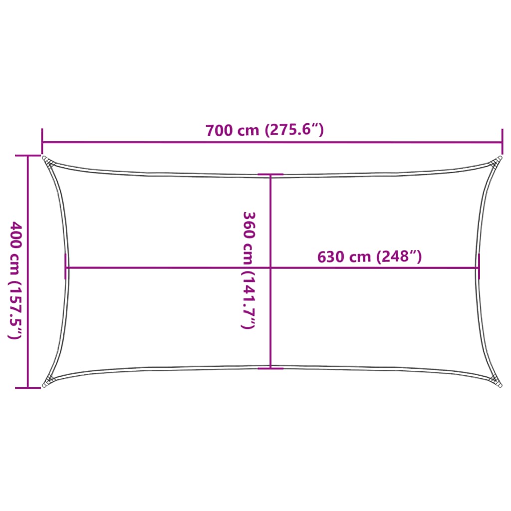 Vela Parasole 160 g/m² Rettangolare Grigio Chiaro 4x7 m in HDPE