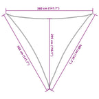 Vela Parasole 160 g/m² Triangolare 3,6x3,6x3,6 m in HDPE