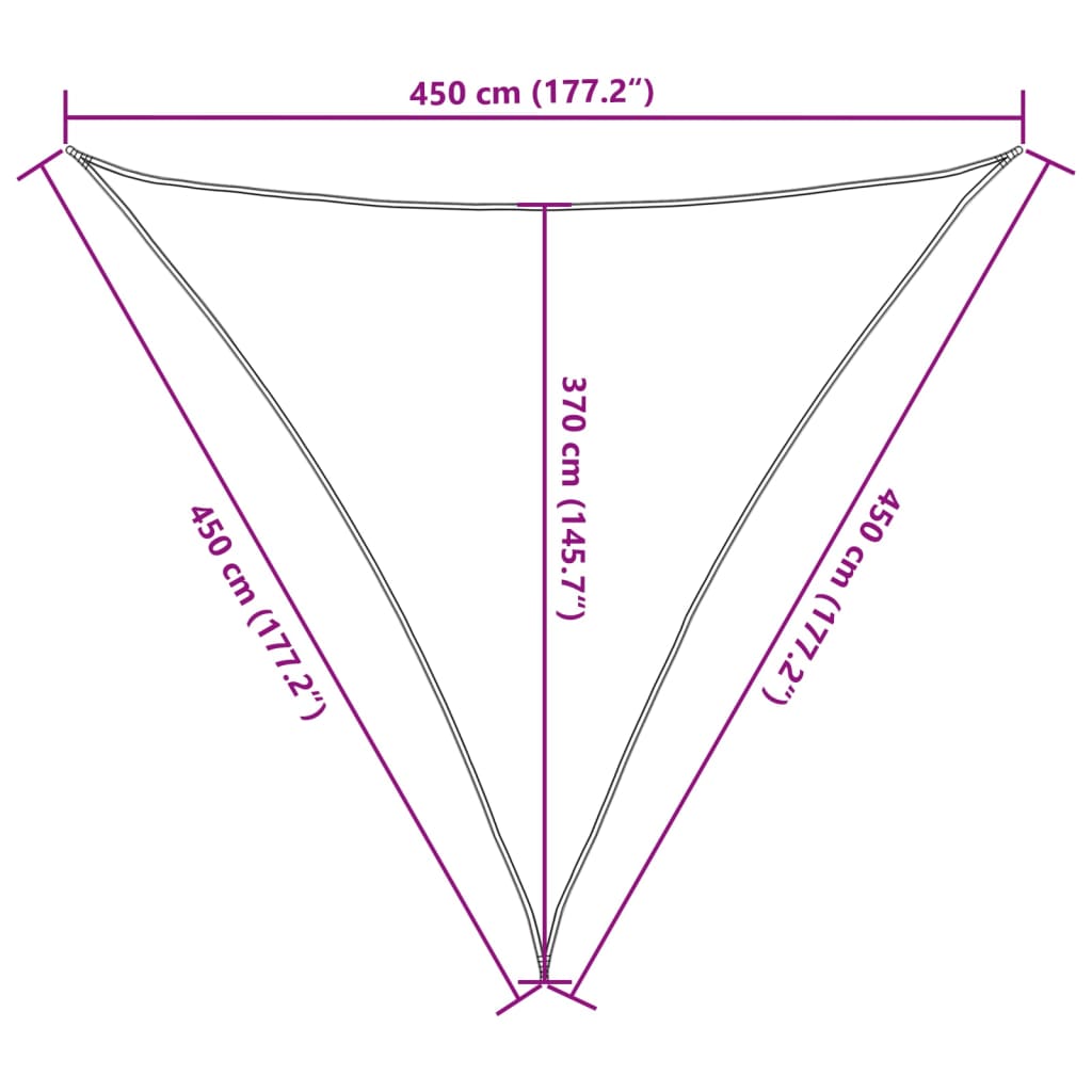 Vela Parasole 160 g/m² Triangolare 4,5x4,5x4,5 m in HDPE