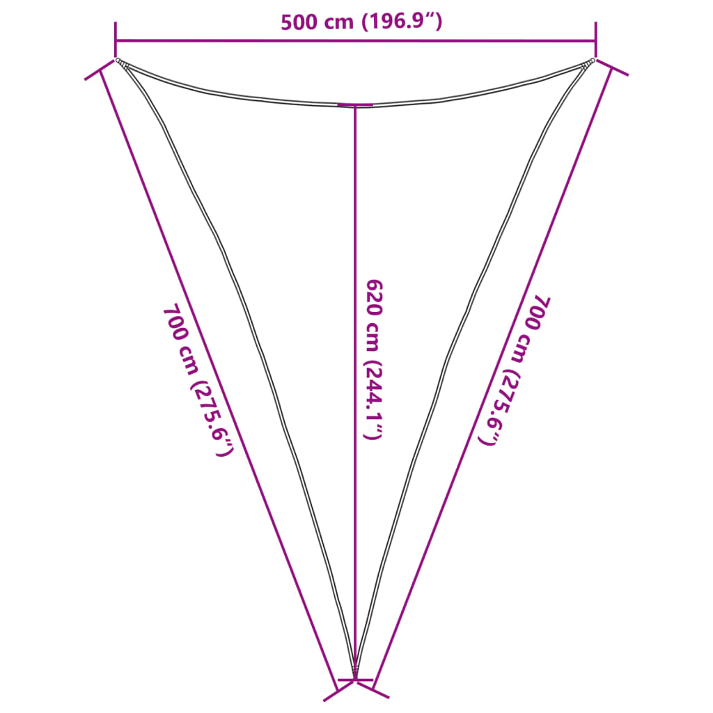 Vela Parasole 160 g/m² Triangolare 5x7x7 m in HDPE
