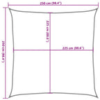 Vela Parasole 160 g/m² Quadrata Sabbia 2,5x2,5 m in HDPE