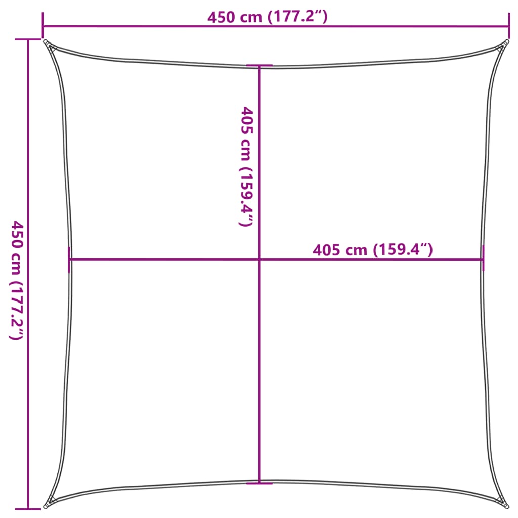 Vela Parasole 160 g/m² Quadrata Sabbia 4,5x4,5 m in HDPE