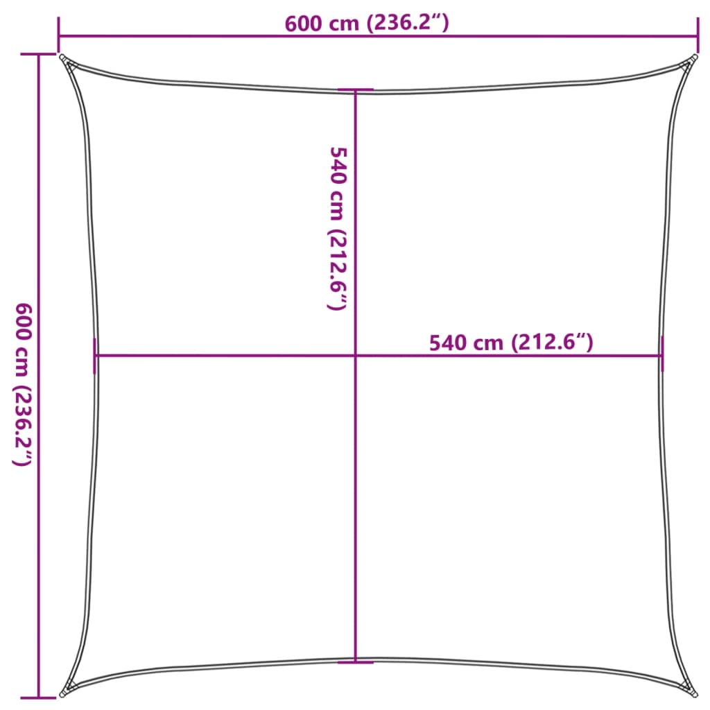 Vela Parasole 160 g/m² Quadrata Sabbia 6x6 m in HDPE
