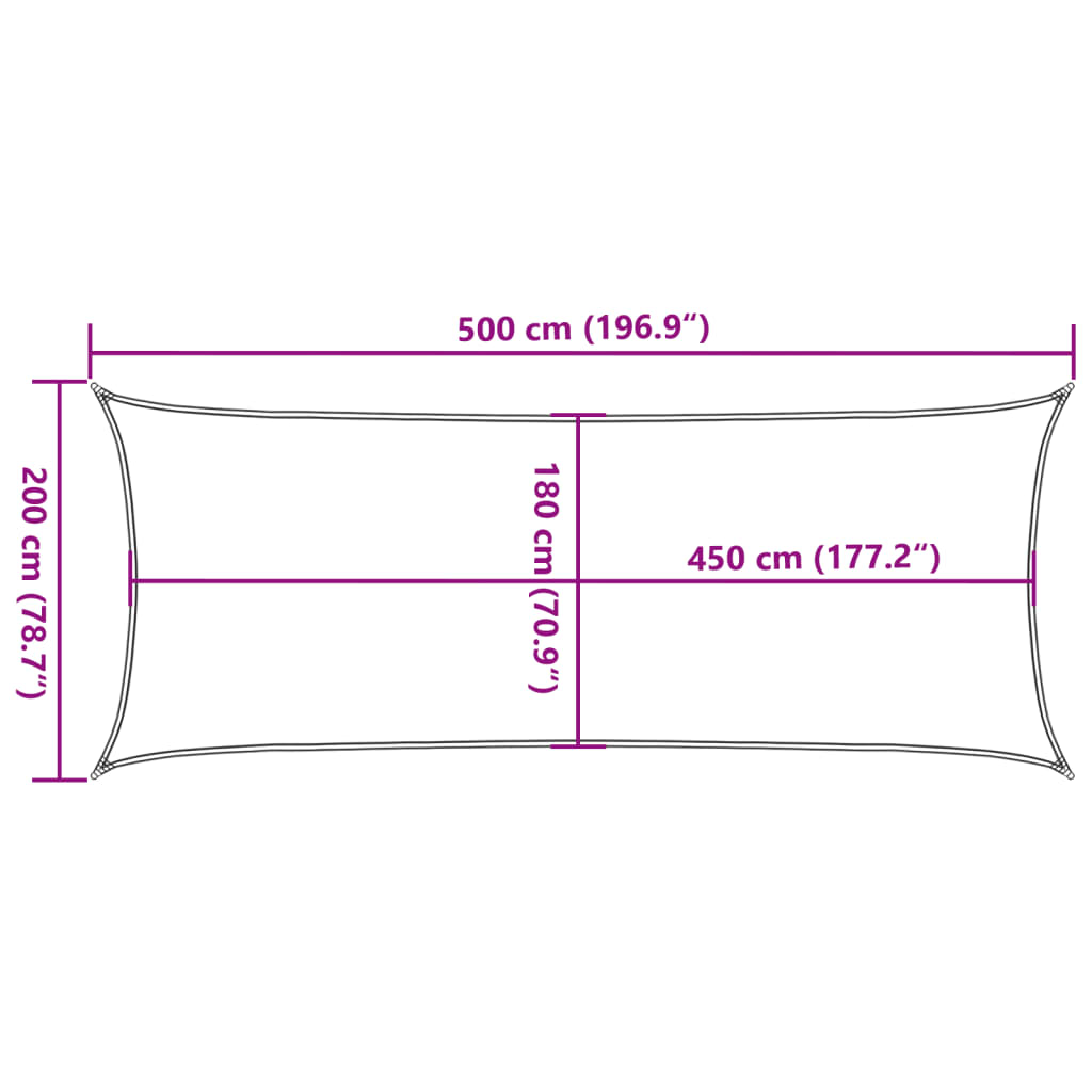 Vela Parasole 160 g/m² Rettangolare Sabbia 2x5 m in HDPE