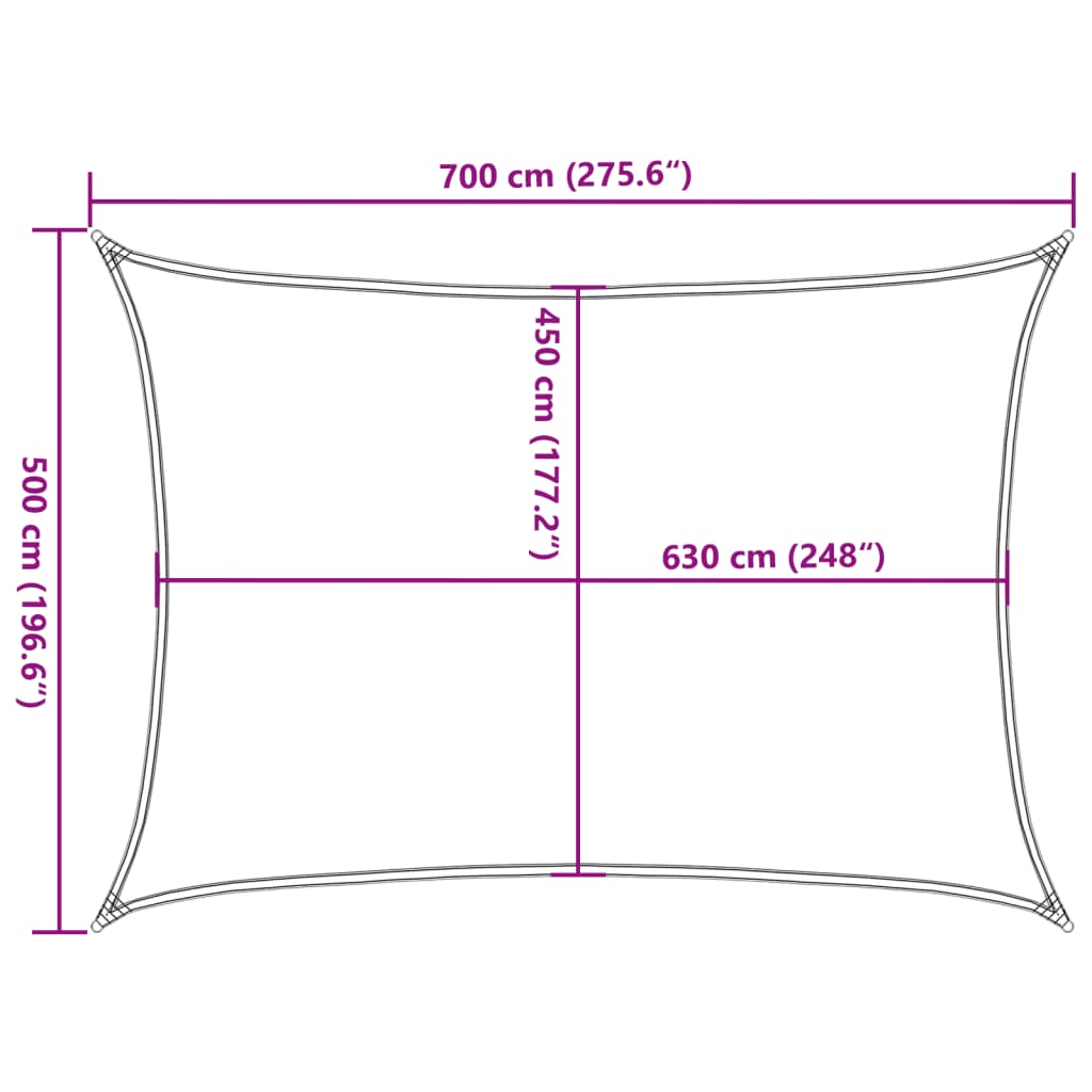 Vela Parasole 160 g/m² Rettangolare Sabbia 5x7 m in HDPE