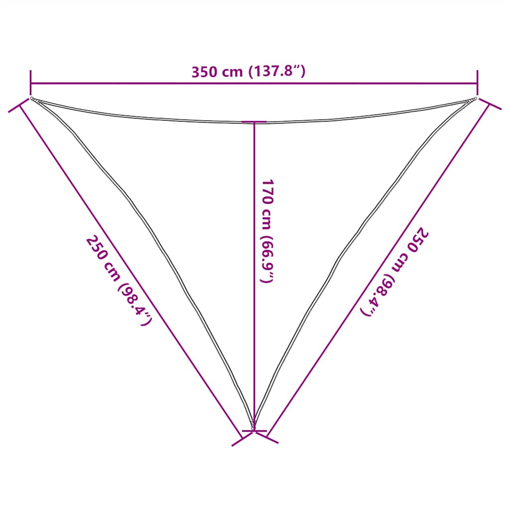 Vela Parasole 160 g/m² Triangolare Sabbia 2,5x2,5x3,5 m in HDPE