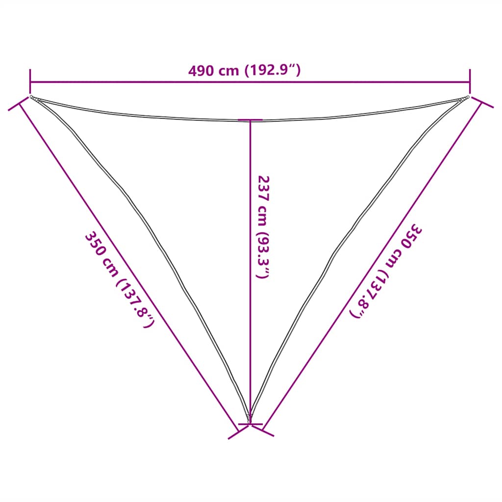 Vela Parasole 160 g/m² Triangolare Sabbia 3,5x3,5x4,9 m in HDPE