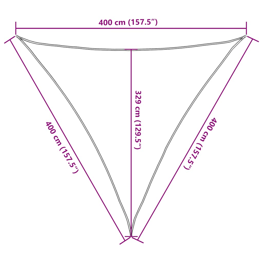 Vela Parasole 160 g/m² Triangolare Sabbia 4x4x4 m in HDPE