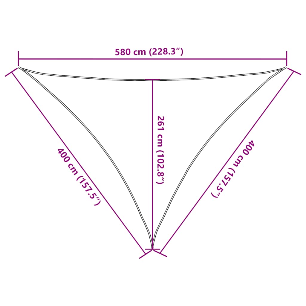Vela Parasole 160 g/m² Triangolare Sabbia 4x4x5,8 m in HDPE
